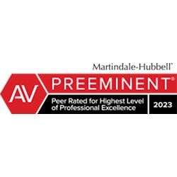 Martindale-Hubbell | AV Preeminent | Peer Rated for Highest Level of Professional Excellence | 2023